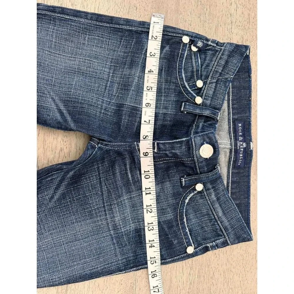 Rock & Republic Womens Bootcut Jeans Dark Wash Low Rise Blue Denim Size 28x34